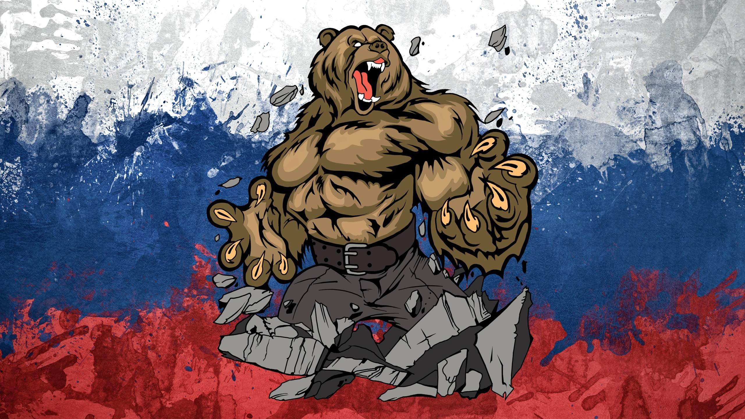 Медведь на фоне флага