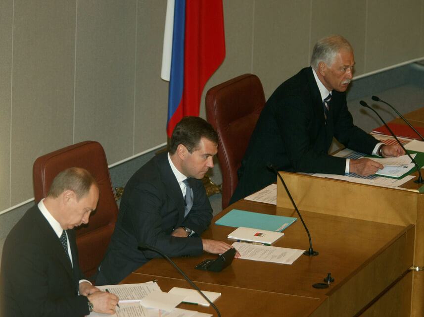 Владимир Путин, Дмитрий Медведев и Борис Грызлов