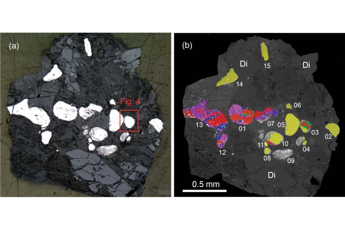 Общий вид горной породы с аллабогданит-баррингеритовой ассоциацией © Mineralogical Society of America